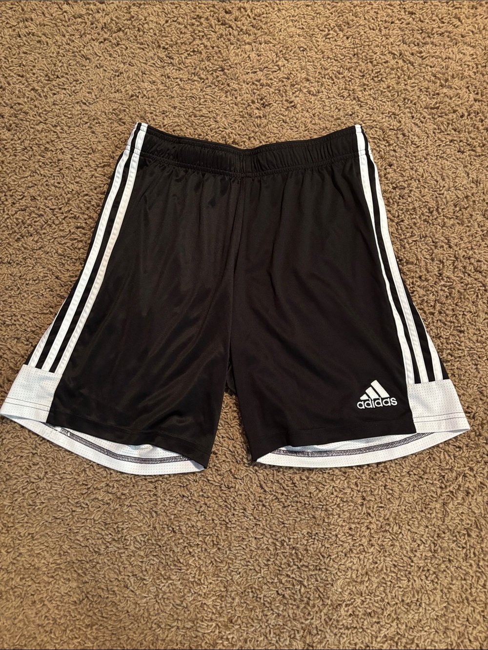 adidas Black Athletic Shorts with White Stripes